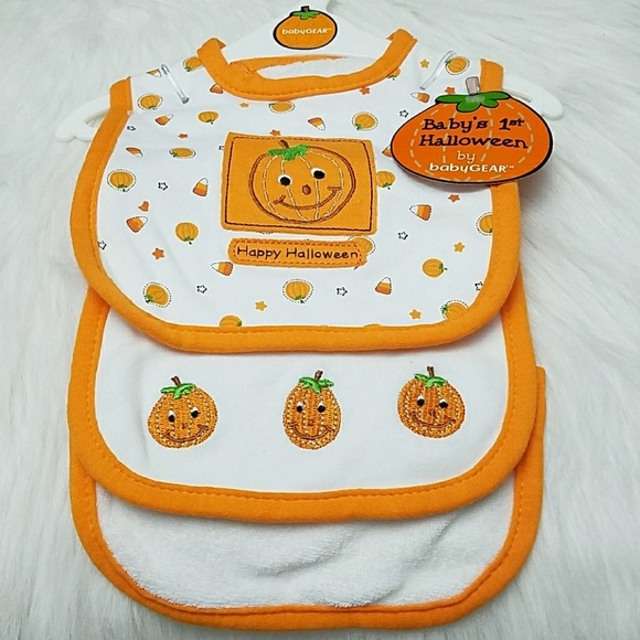 nwt 3pc set babys 1st halloween bibs burp cloth